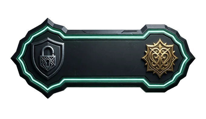 Official Gravewisp playtest badge — dark plaque with a silver lock shield and gold crest, ringed in mint light