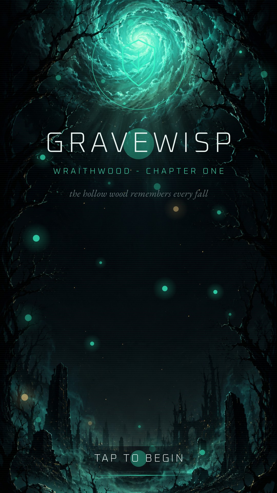 Gravewisp title screen on Galaxy S10